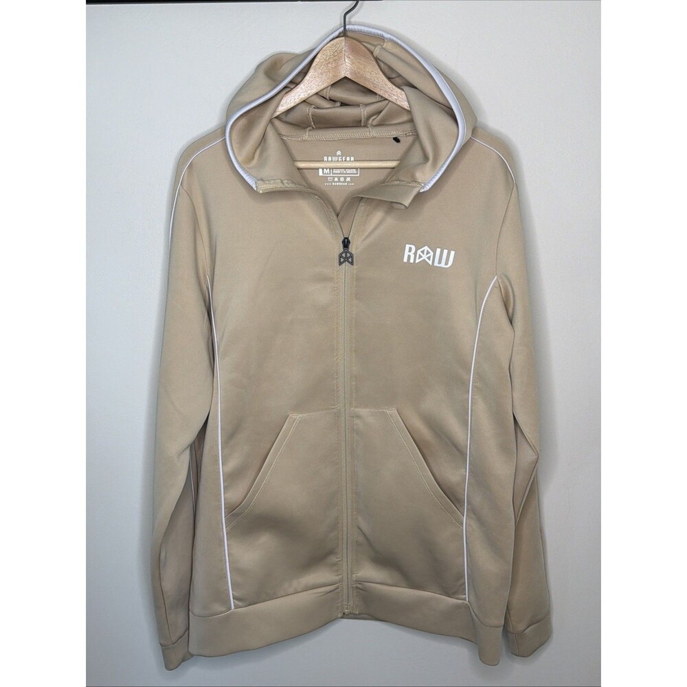 RawGear Full Zip Up Hoodie Men's Medium Light Sand Color